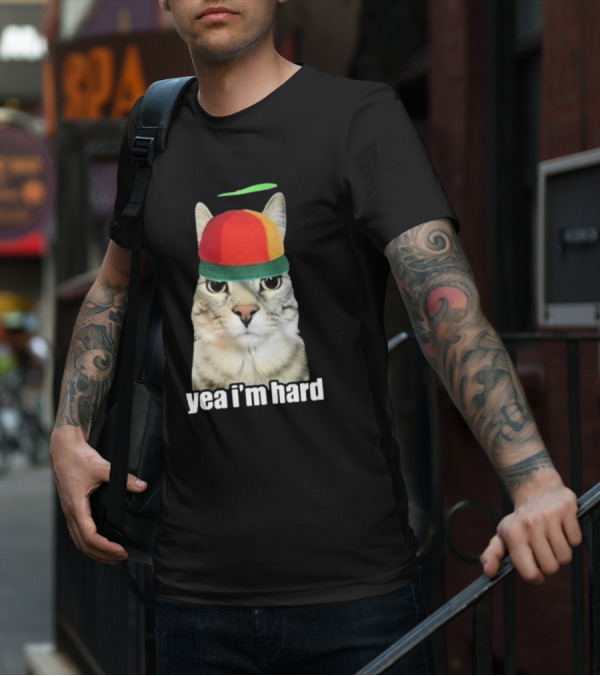 Yea I'm Hard Cat In Propeller Hat T-Shirt