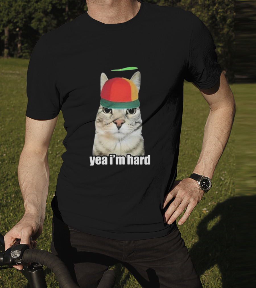 Yea I'm Hard Cat In Propeller Hat T-Shirt