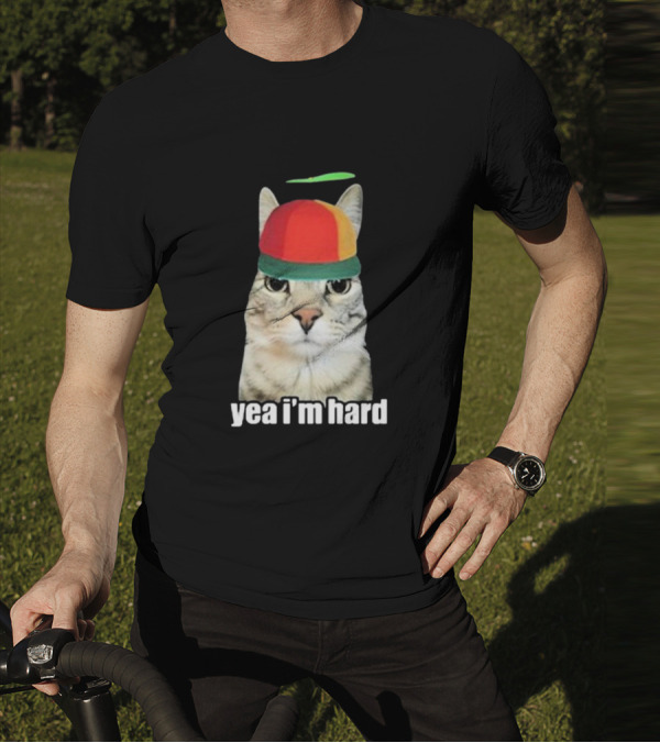 Yea I'm Hard Cat In Propeller Hat T-Shirt
