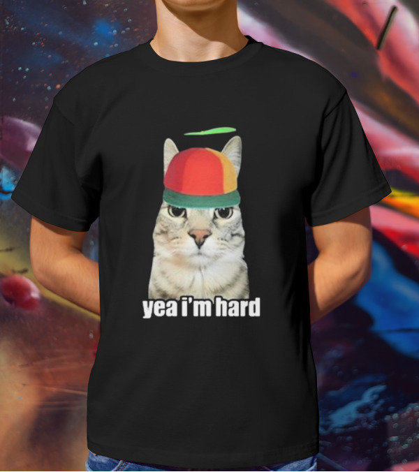 Yea I'm Hard Cat In Propeller Hat T-Shirt