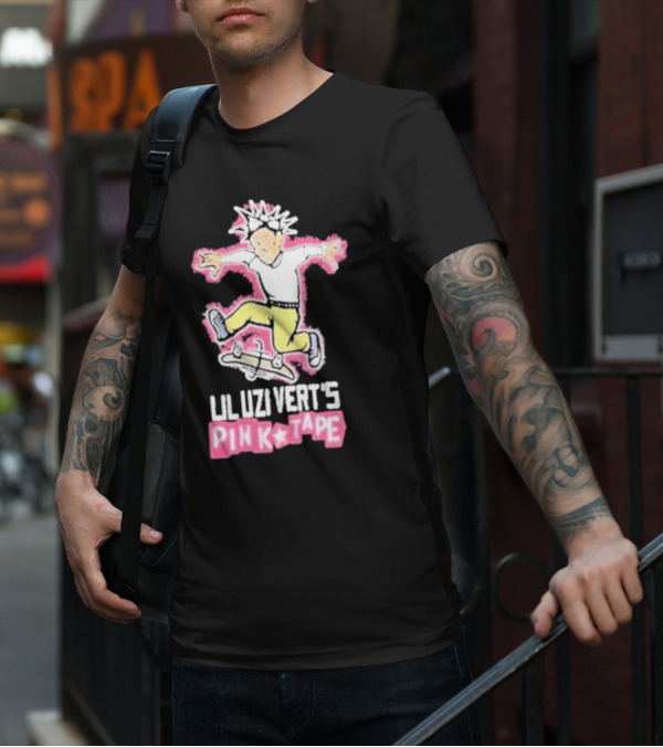 Lil Uzi Vert’s Pink Tape Skateboard Animation T-Shirt