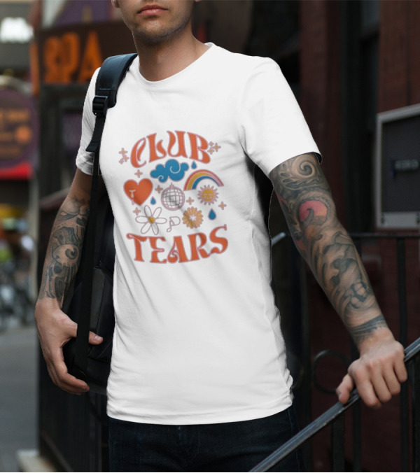 Little Mix Club Tears Rainbow Disco Heart Flowers T-Shirt