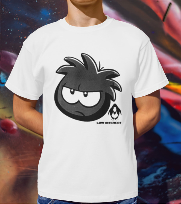Low Interest Puffle Grumpy Face With Penguin T-Shirt