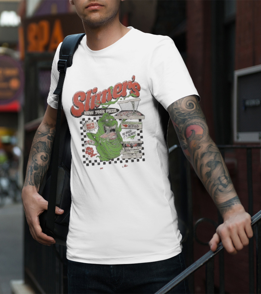 Slimer's New York Pizza Hot Fresh Delivery So Good It's Scary T-Shirt