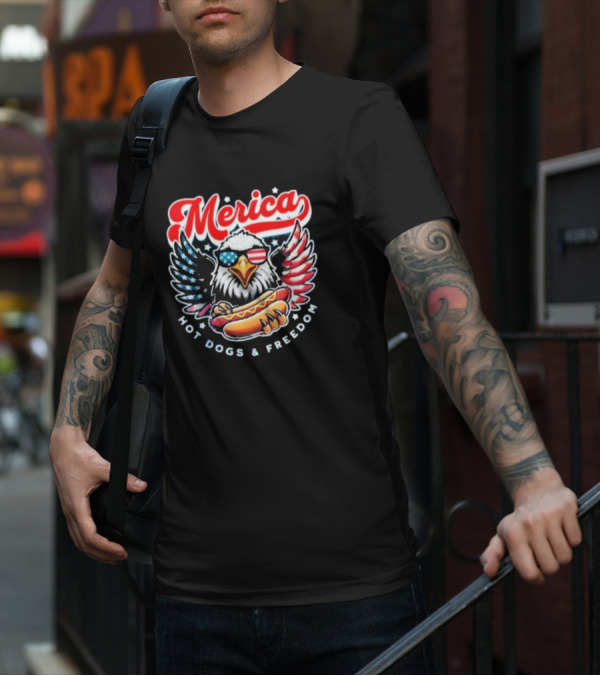 Merica American Eagle With Hot Dogs And Freedom T-Shirt