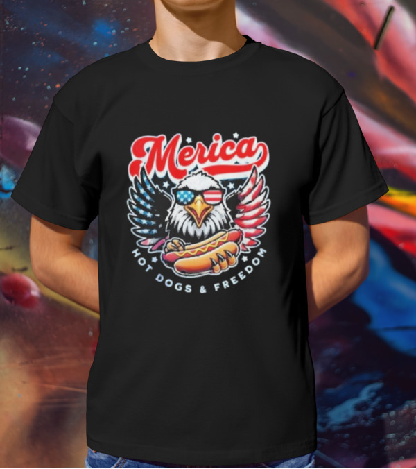 Merica American Eagle With Hot Dogs And Freedom T-Shirt
