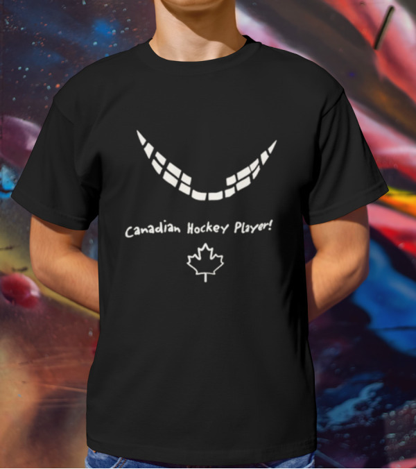 Canadian Hockey Player Smile Maple Leaf T-Shirt