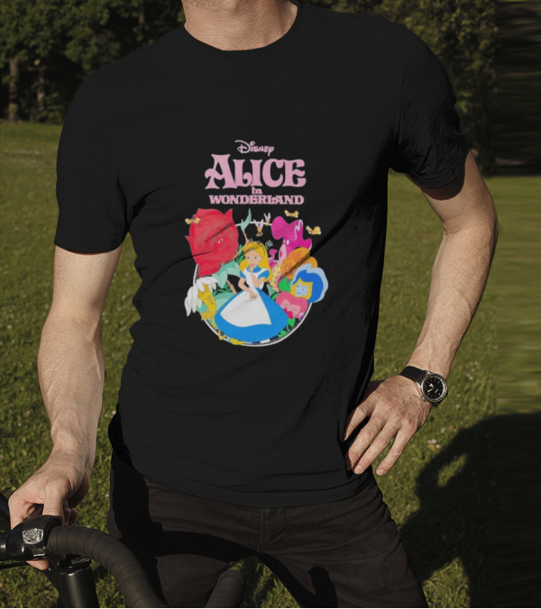 Disney Alice In Wonderland Flowers And Characters Classic T-Shirt