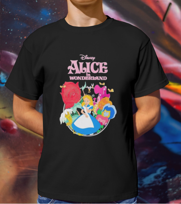 Disney Alice In Wonderland Flowers And Characters Classic T-Shirt
