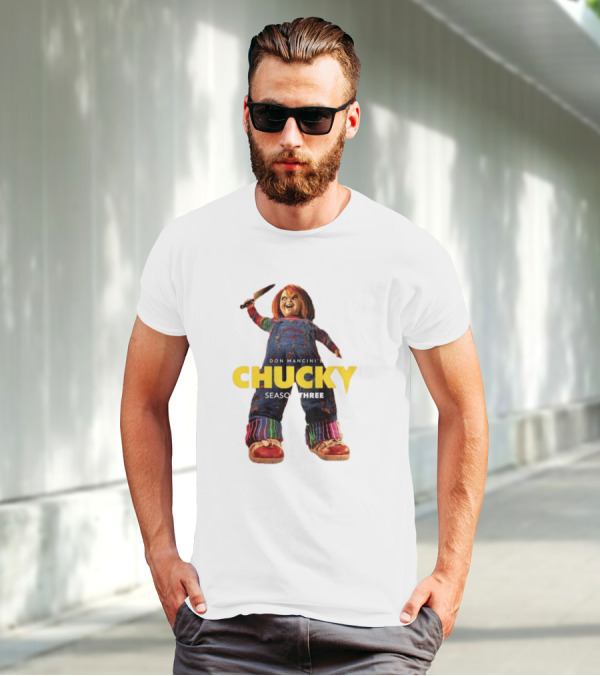 Don Mancini’s Chucky Season Three Horror Character With Knife T-Shirt