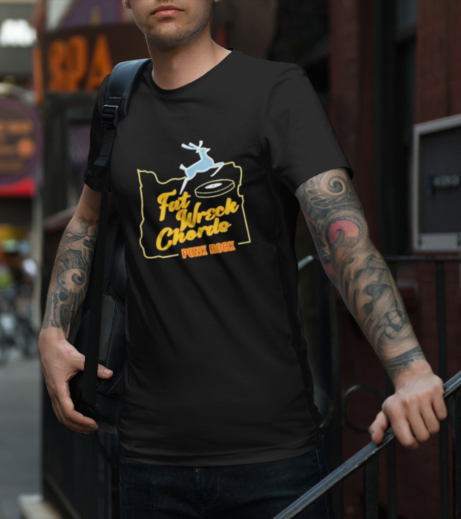 Fat Wreck Chords Punk Rock Record Retro Style Deer Outline T-Shirt