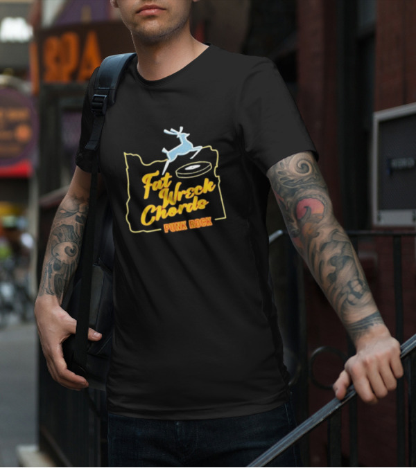Fat Wreck Chords Punk Rock Record Retro Style Deer Outline T-Shirt