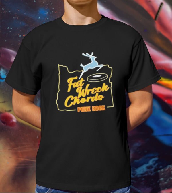 Fat Wreck Chords Punk Rock Record Retro Style Deer Outline T-Shirt