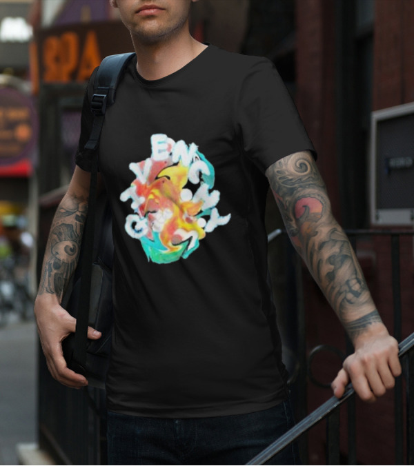 Louis Tomlinson Givenchy Psychedelic Oversized Top Colorful Swirl Text T-Shirt