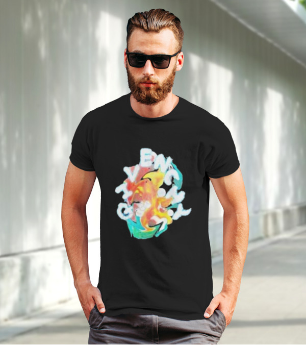 Louis Tomlinson Givenchy Psychedelic Oversized Top Colorful Swirl Text T-Shirt