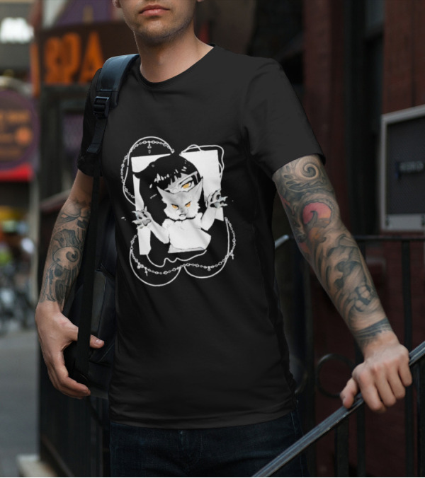 Aspens Cat Attack White Cat And Chains T-Shirt