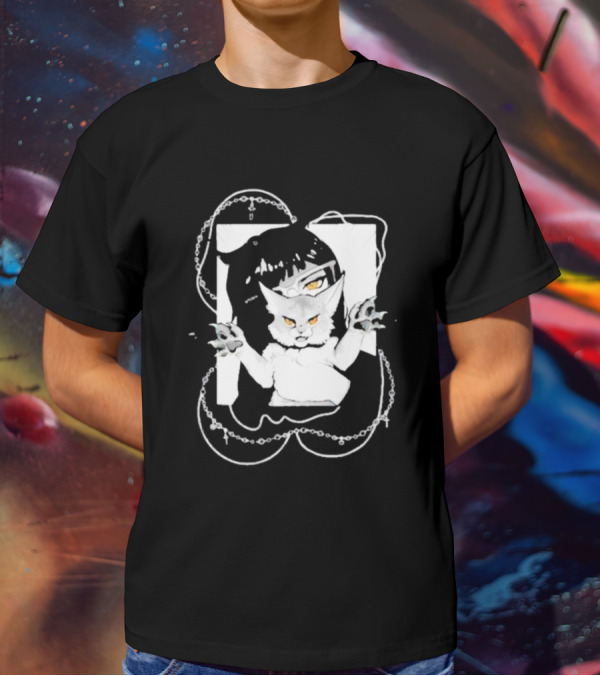 Aspens Cat Attack White Cat And Chains T-Shirt