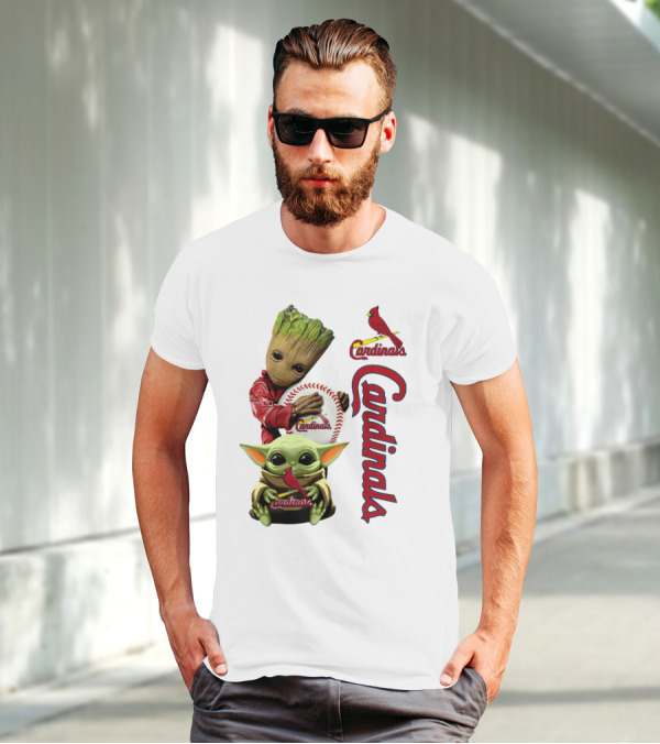 Baby Groot And Baby Yoda Hugging St. Louis Cardinals Baseball T-Shirt