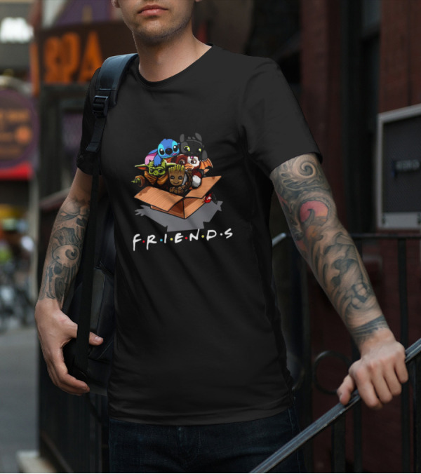 Baby Groot Stitch Toothless Yoda Gizmo Friends Box T-Shirt