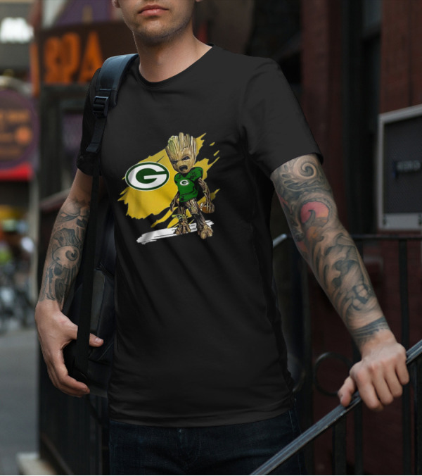 Baby Groot Green Bay Packers Football Fan T-Shirt