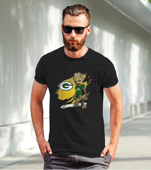 Baby Groot Green Bay Packers Football Fan T-Shirt