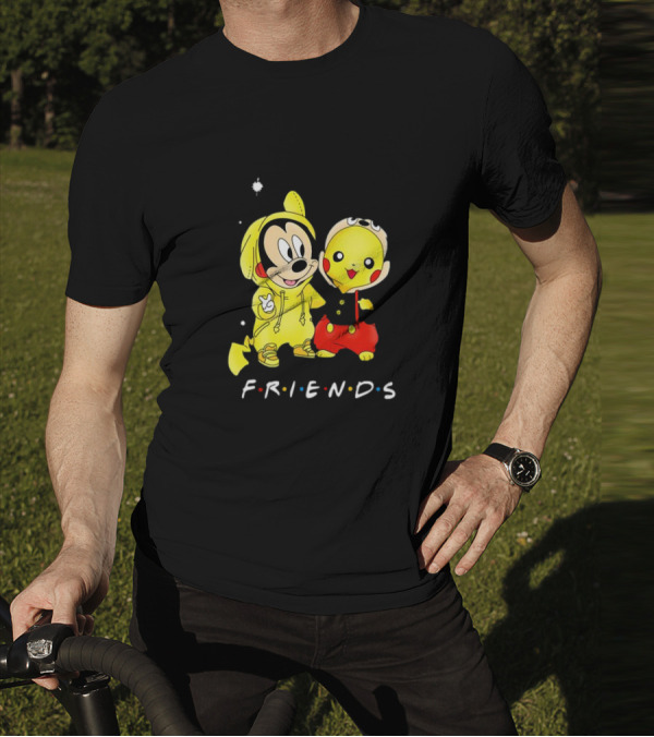 Baby Mickey Mouse And Pikachu Friends Christmas T-Shirt