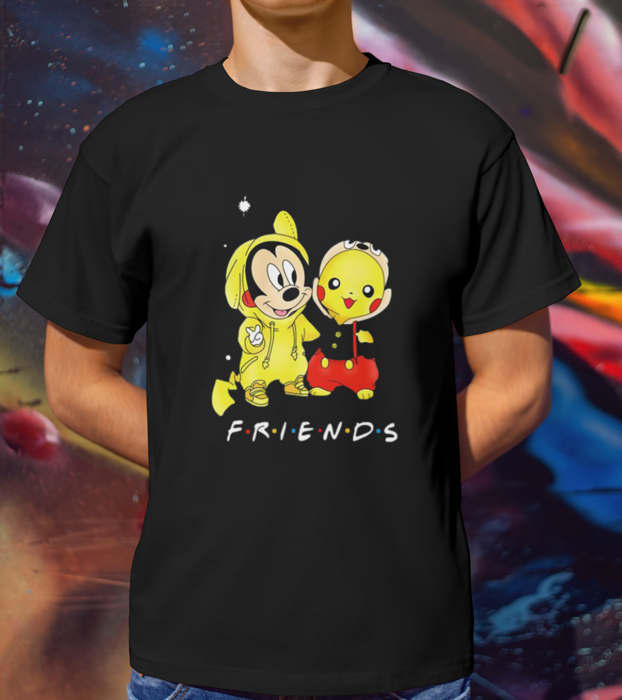 Baby Mickey Mouse And Pikachu Friends Christmas T-Shirt