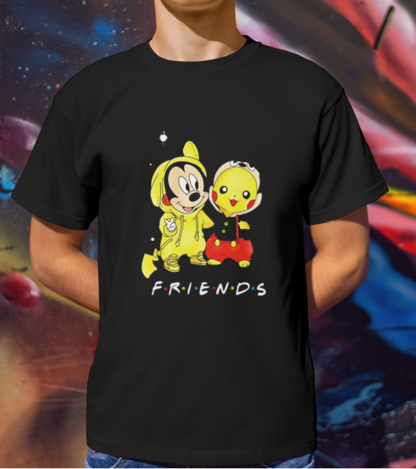 Baby Mickey Mouse And Pikachu Friends Christmas T-Shirt