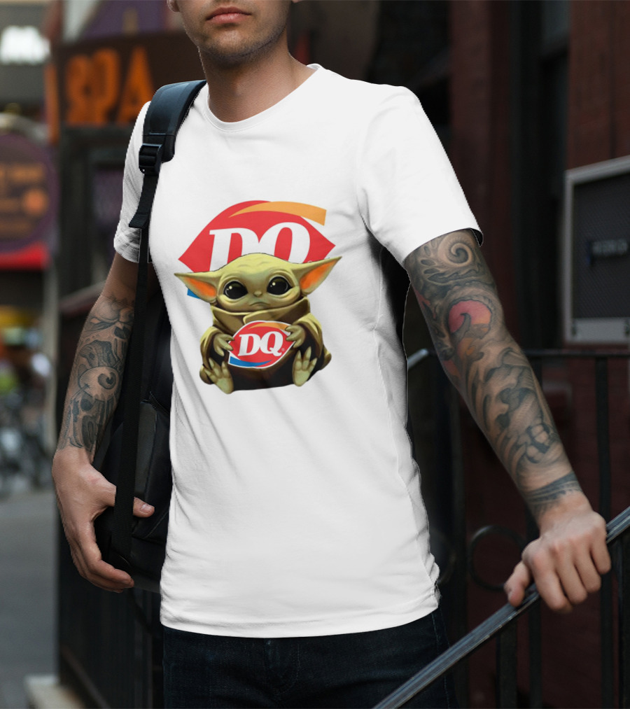 Baby Yoda With DQ Logo Hug T-Shirt