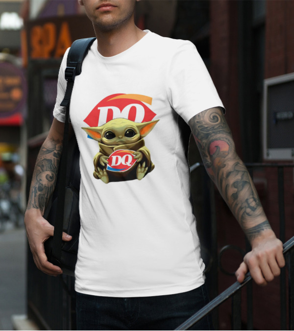 Baby Yoda With DQ Logo Hug T-Shirt