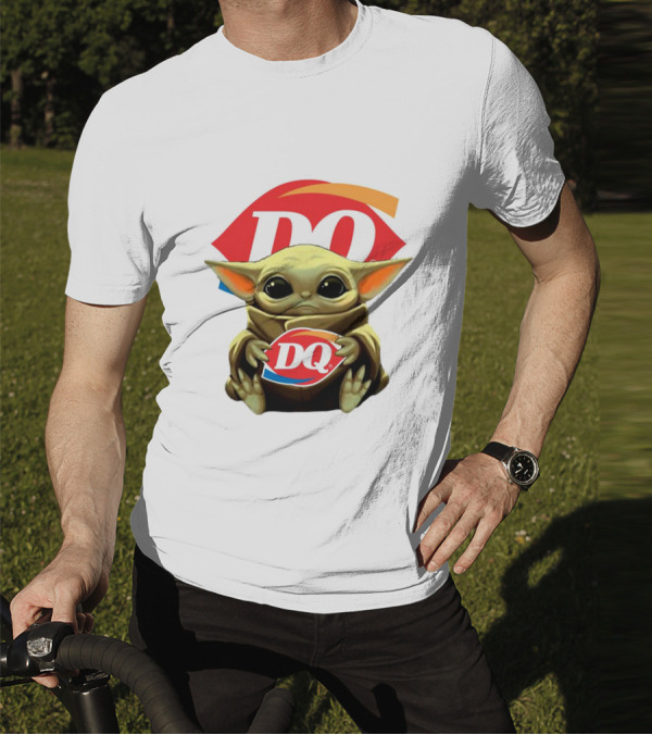 Baby Yoda With DQ Logo Hug T-Shirt
