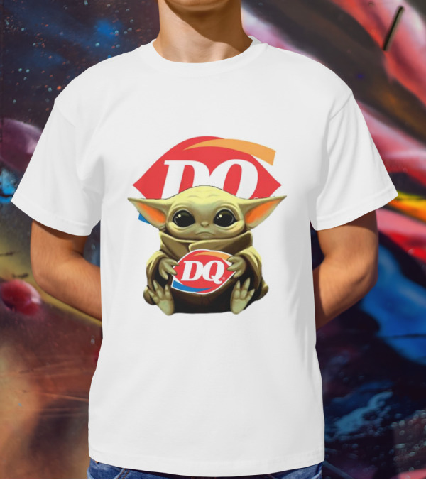 Baby Yoda With DQ Logo Hug T-Shirt