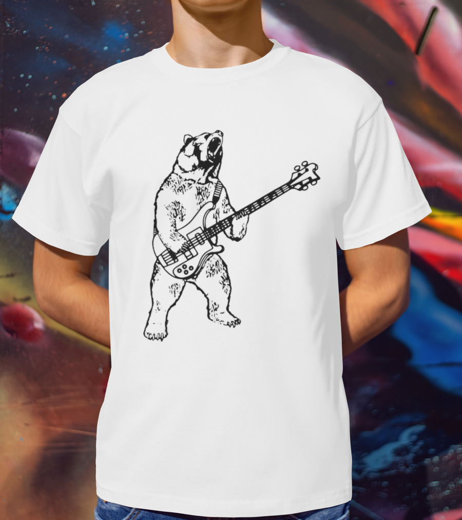 Bear Playing Bass Guitar Rocking Out T-Shirt