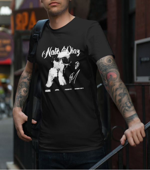 Nate Diaz Big Face Smoke Saturday July 6 Black Hat Mafia 육백팔십팔 Pshhoppy T-Shirt