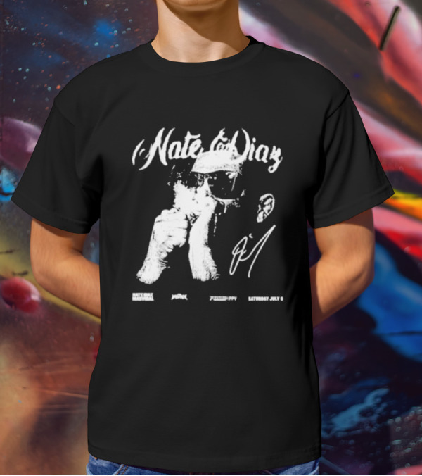 Nate Diaz Big Face Smoke Saturday July 6 Black Hat Mafia 육백팔십팔 Pshhoppy T-Shirt