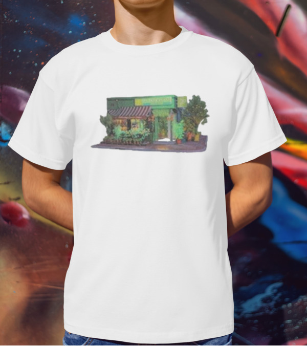 Aplasticplant Botanic Corner Greenhouse Storefront Scene T-Shirt