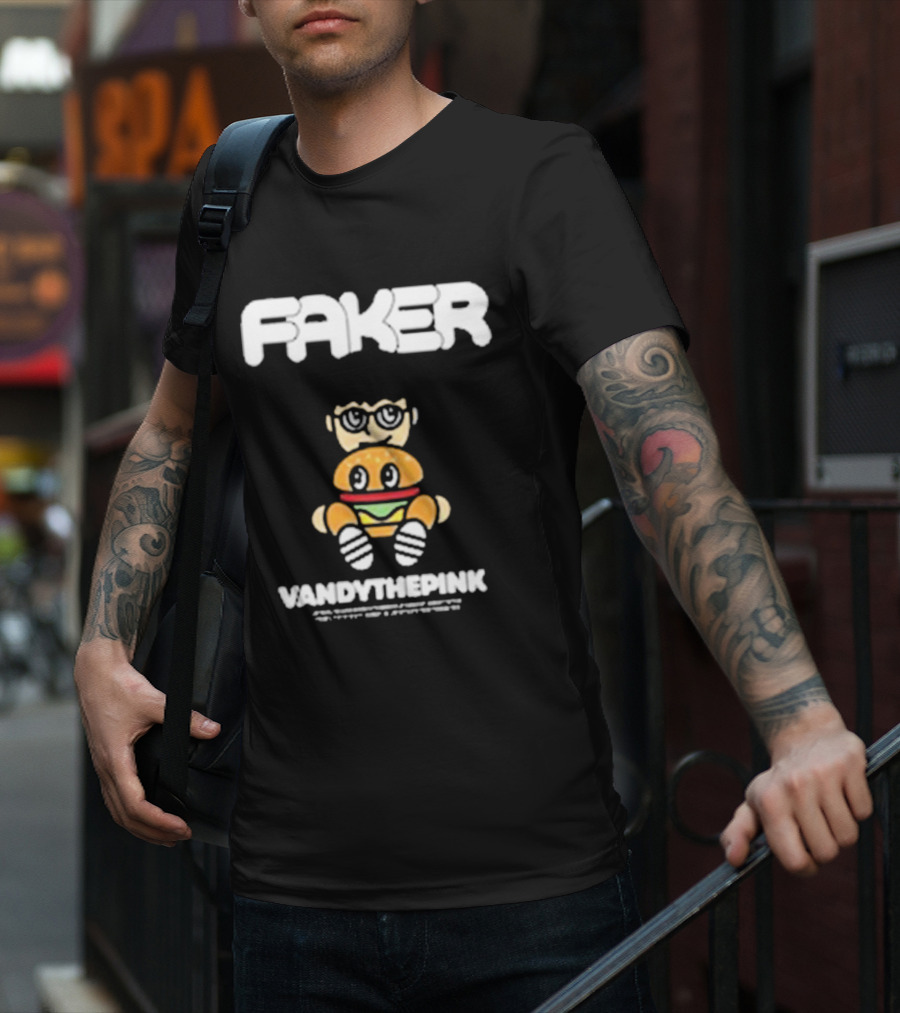 Faker Vandythepink Burger Character With Glasses T-Shirt
