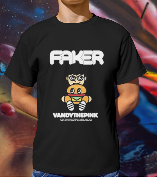 Faker Vandythepink Burger Character With Glasses T-Shirt