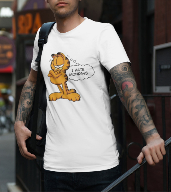 Garfield Comic Character Stating I Hate Mondays With Crossed Arms T-Shirt
