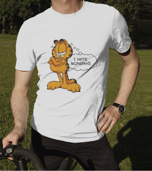 Garfield Comic Character Stating I Hate Mondays With Crossed Arms T-Shirt