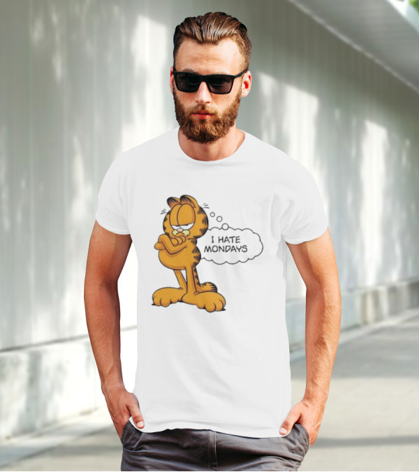 Garfield Comic Character Stating I Hate Mondays With Crossed Arms T-Shirt