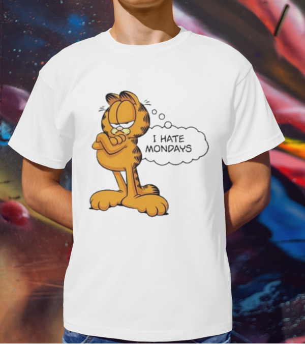 Garfield Comic Character Stating I Hate Mondays With Crossed Arms T-Shirt