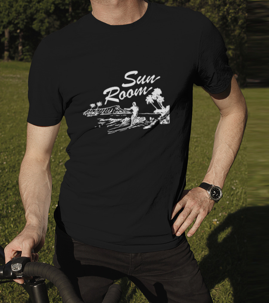 Sun Room Red Coastal Surfer Island Palms Scene T-Shirt