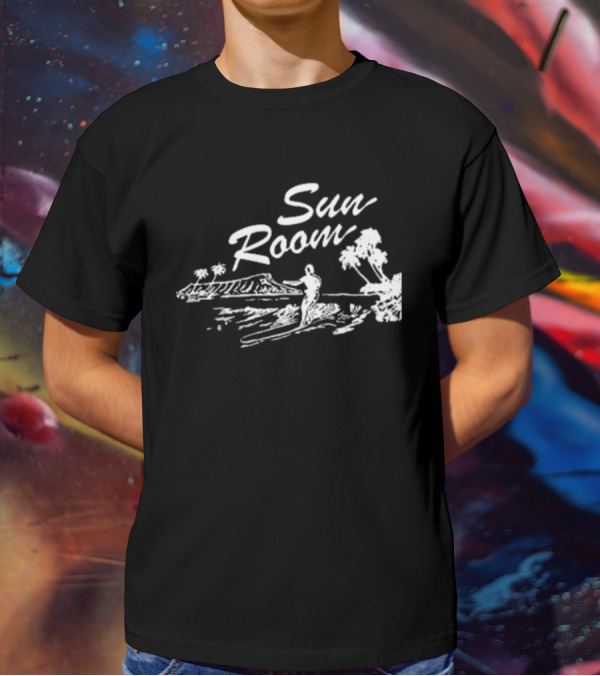 Sun Room Red Coastal Surfer Island Palms Scene T-Shirt