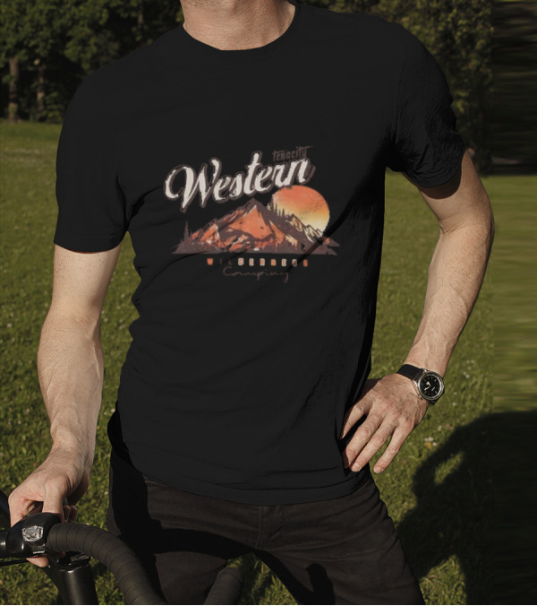 Western Tenacity Wilderness Camping Moonlit Mountains T-Shirt