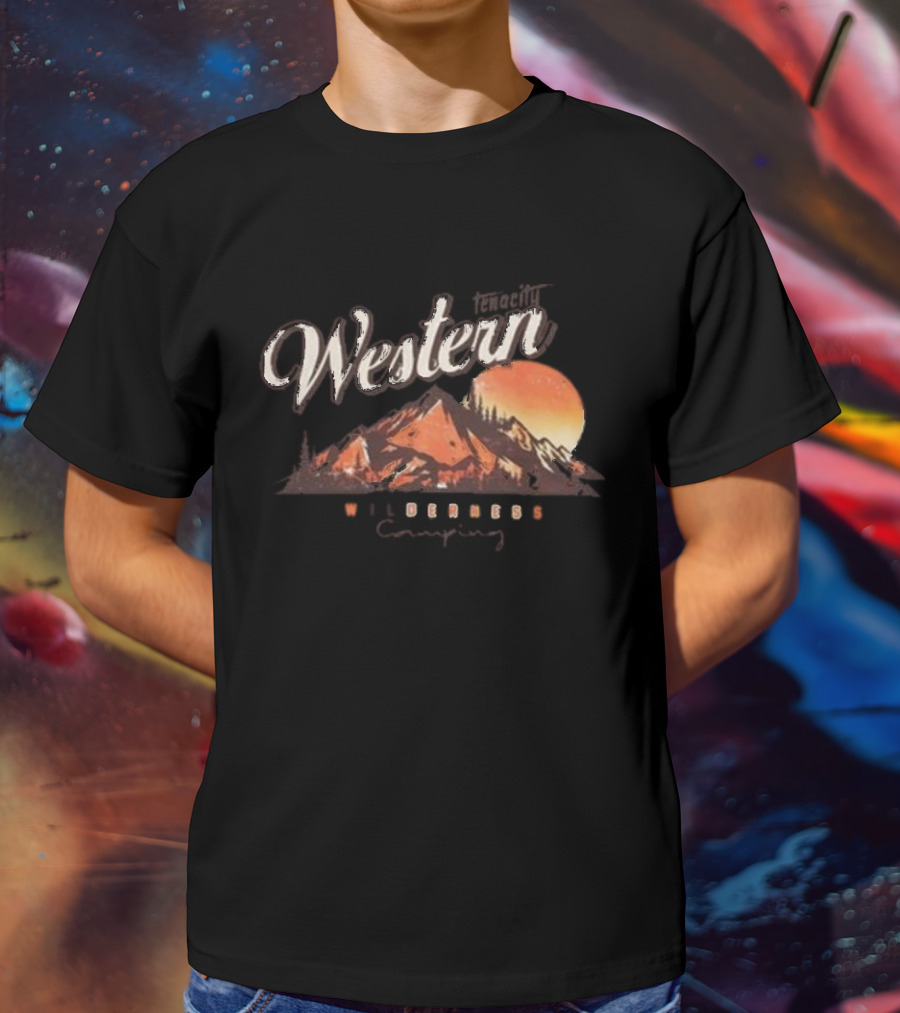 Western Tenacity Wilderness Camping Moonlit Mountains T-Shirt