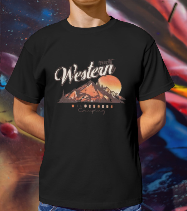 Western Tenacity Wilderness Camping Moonlit Mountains T-Shirt