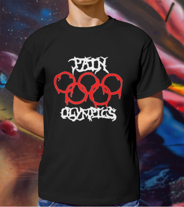 Pain Olympics Melted Rings Dripping Blood Effect T-Shirt