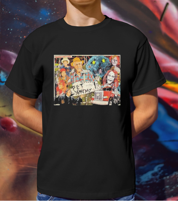 Pet Sematary Sometimes Dead Is Better Horror Characters Collage With Cat And Truck T-Shirt