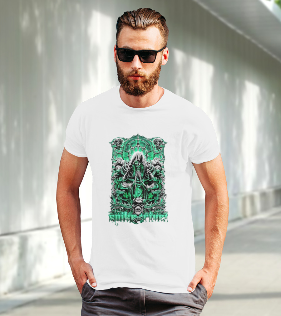 Soul Taker Spike Trivet Green Hooded Figure With Ornate Gothic T-Shirt